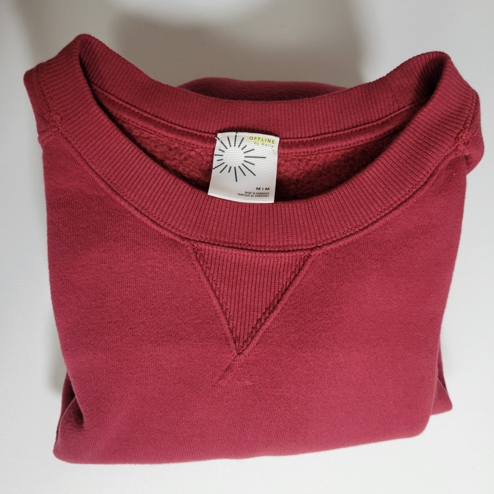 OFFLINE by Aerie Cloud Fleece Oversized Crewneck Sweatshirt M Cozy Boxy Athletic - Picture 7 of 8